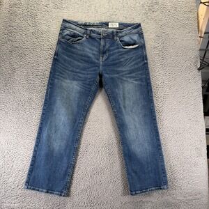 TK Axel Jeans Mens 38x30 Blue Cotton Denim Bootcut Slim Whiskered Faded Stretch